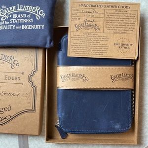 GALEN LEATHER - LEATHER ZIPPERED B6 / B6 SLIM PLANNER FOLIO - NAVY BLUE